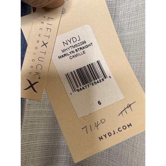 NYDJ Marilyn Straight Jeans Size 6 Lift Tuck Stretch Camille Blue NEW - Picture 4 of 7